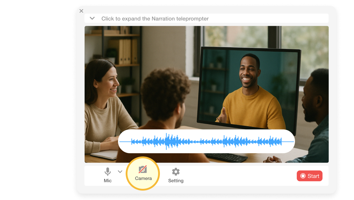 Powerful sound recording feature in Visla's commentary voiceover tool